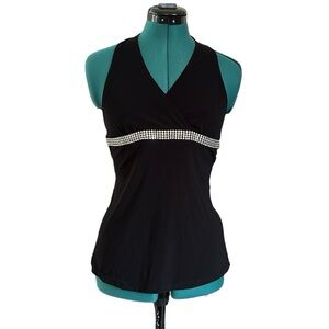 Black Halter Top with Rhinestones